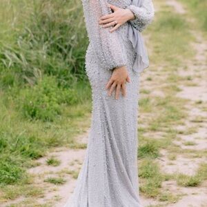 Elegant Silver Evening Gown
